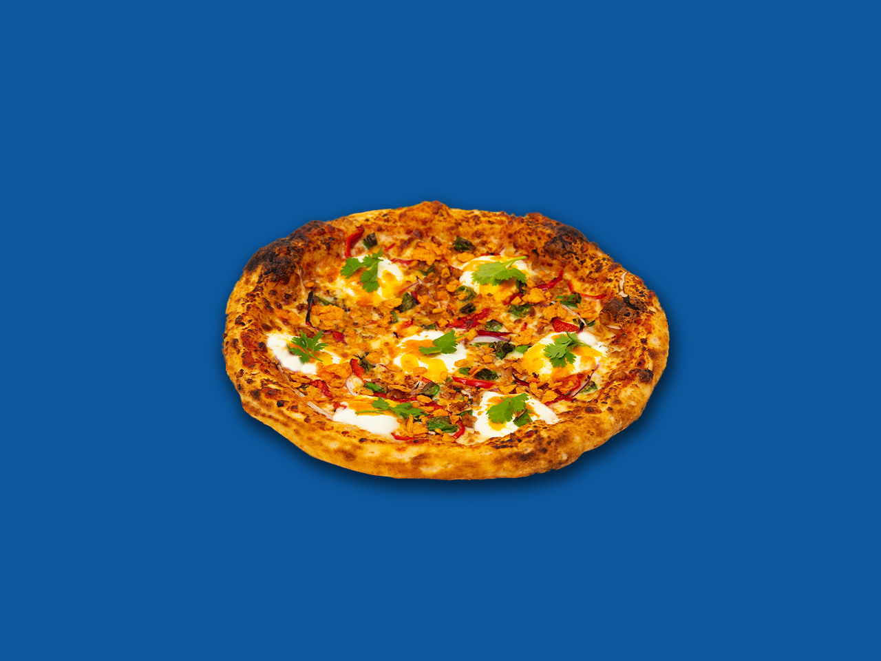 타코 피자 - 타코미트, 사워크림, 나쵸칩, 고수가 올라간 퓨전 피자